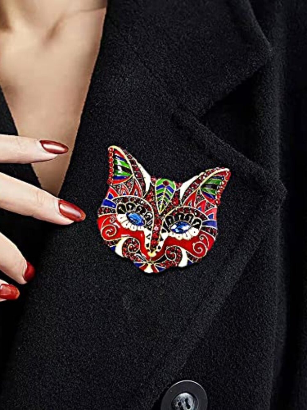 New - Vintage Big Cat Head Rhinestone Brooch Pin for Women Girls Fashion Cartoon
